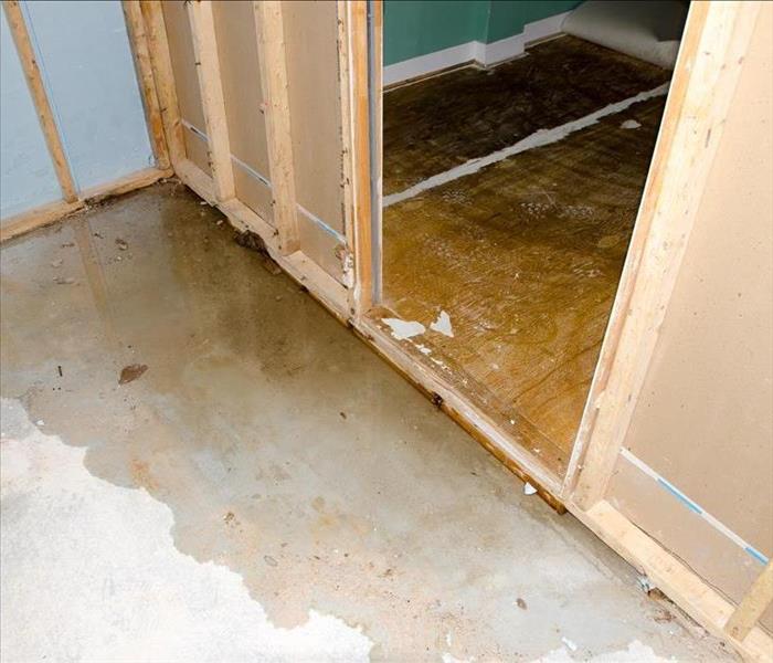 water damage on basement floor