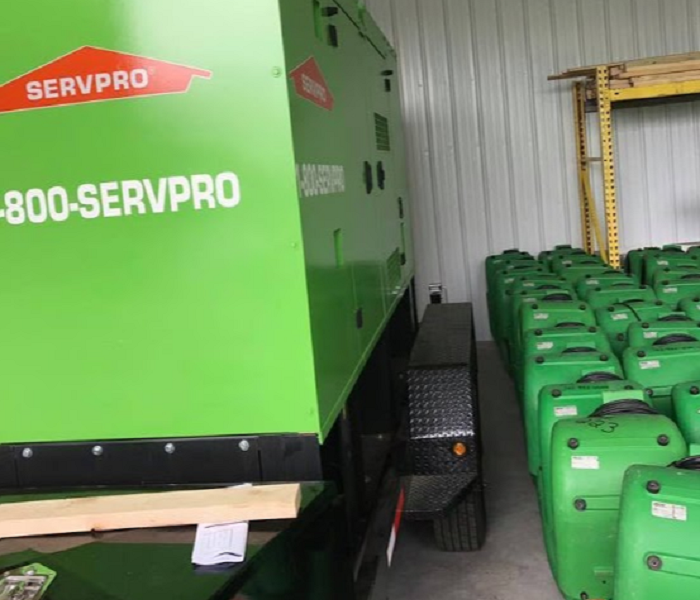 SERVPRO drying equipment in warehouse